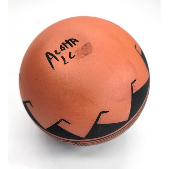 Native American Round Vase Acona Laguna Corn Terra Cotta and Black Pottery DH604 - Picture 4 of 8